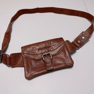 Spike & Sparrow Leather Belt Crossbody Bag Fanny Pack Boho Brown Small